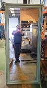 1 x Large Rectangular Mirror in a Green Wooden Frame - Size: 180 x 80 cms
