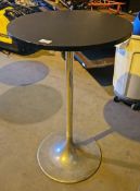 1 x Poser Bar Table Featuring a Dark Wooden Top and Chrome Base - Dimensions: H111 x W68 cms