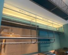 1 x Industrial Style 10ft Backbar Wine Bottle and Glass Shelf Unit with Illuminated Signage