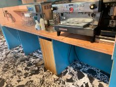 1 x Backbar Prep Area Featuring a Salmon Stone Worktop and Hand Wash Basin