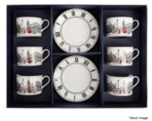 1 x HALCYON DAYS London Icons Bone China 6-Piece Teacup and Saucer Set - RRP £450.00 *See Condition*
