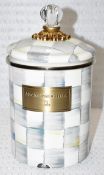 1 x MACKENZIE-CHILDS Luxury Sterling Check Hand-painted Enamelled Canister with Glass Handle -