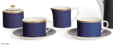 1 x HALCYON DAYS Gordon Castle 'Antler Trellis' Handmade Bone China Tea for Two Set (No Teapot) -