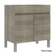 1 x RIANA Hopkins Wide Bathroom Storage Cabinet In Burnt Oak - Ref: SBS232/HOP-13-BUR/SBSP10 - CL956
