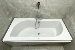 1 x Contemporary Bath Tub Including a Chrome Mixer Tap with Shower Hose, Handset, Side Panel and End