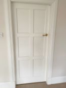 1 x Solid Wood Lockable Painted Internal Door in White - Includes Handles and Hinges