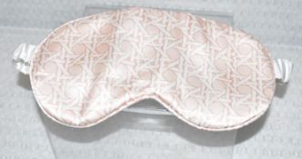 1 x GINGERLILY x MADEAUX Luxury 100% Silk Sleep Mask in a Pink Rattan Print, with Drawstring Pouch -