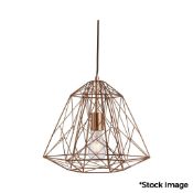1 x Geometric Cage Pendant Light In A Shiny Copper Finish - Original Retail £84 - Ref: K495/7271CU -
