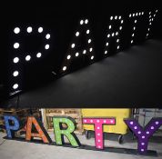 1 x HUGE Illuminated PARTY Sign - Approx 12ft in Length - Removed From a Supermarket Environment