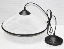 1 x Opulent Velvet Covered Pendant Light Fitting with Pleated Diffuser - Ex-Display Store Sample