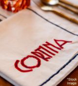 A Pair of LES-OTTOMANS 'Cortina' Luxury Hand-embroidered Cotton Placemats - Ref: 7266126x2/ALT173/