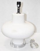 1 x 'Kinoko' Large Ceramic Lamp Base in a Matt White Finish with Chromed Base, 49cm Tall - Ex-