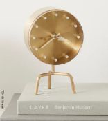 1 x VITRA / GEORGE NELSON 'Tripod' Designer Desk Clock in Brass - Original Price £399.00 - Ref: