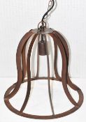 1 x Large 38cm Luxury Handmade Iron Bell-shaped Pendant Lamp with Antique Bronze Finish