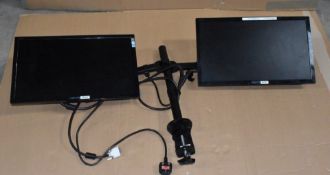 2 x HANNS-G HE225 Monitors with Vonhaus Stand - Ref: CEC146/P2 - CL971 - Location: Altrincham WA14
