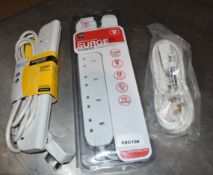 3 x Multi Socket 240v Extension Cables - New in Original Packing - Ref: CEC108- CL971 - Location: