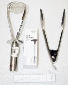 3 x Assorted ROSLE Premium German Kitchen Utilities - Inc. Masher, Tongs & Egg Cracker - RRP £110.99