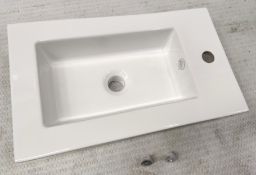 1 x CAVALIER 56Cm Slim Ceramic Basin - 56 (L) X 33.1 (W) Cm - NO VAT ON THE HAMMER - Ref: SBS191/