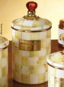 1 x MacKenzie-Childs Luxury Hand-painted Enamel Canister, H25cm - Original Price £116.00