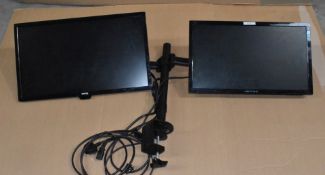 2 x Monitors with Stand - Benq GL2406-T 24 Inch and Hanns-G - Ref: CEC143/P2 - CL971 - Location: