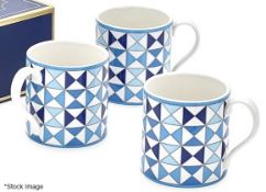 3 x JONATHAN ADLER 'Blue Sorrento' Porcelain Mugs - Original Price £70.50 - Ref: 6790493/HHW260/