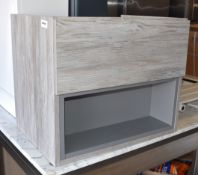 1 x 600mm Wall Mounted Bathroom Vanity Unit with a Driftwood Finish Display