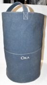 1 x Cotton Laundry Basket with Handle in Blue - Ex-Display - Ref: OKA315/WH2 - CL923 - Location: