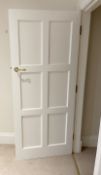 1 x Solid Wood Painted  Internal Door in White - Includes Handles and Hinges - Ref: PAN288