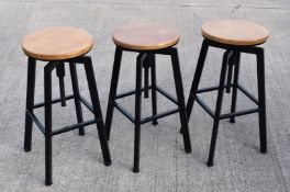 3 x Industrial Style Screw Top Height Adjustable Bar Stools from Zara Home