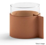 1 x POLTRONA FRAU 'Vaso' Italian Luxury Genuine Leather Covered Glass Pot - Original Price £145.00