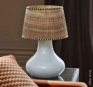 1 x 'Beauvoir' Handmade Ceramic Table Lamp Base in a Pale Duck Egg Blue Tone - Ex-Display -