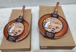 2 x MIGHTY PANS Including 28Cm And 24Cm Sizes - Extra Deep Ceramic Coated Frying Pans With A