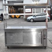 1 x Stainless Steel Heated Prep Counter with Sliding Doors - Dimensions: H90 x W180 x D64 cms - Ref: