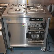 1 x Moffat 2FBM Mobile Stainless Steel Baine Marie with Hot Cabinet and Gastro Pans - RRP £1,559