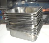 5 x Stainless Steel Gastro Pans - Approx Size: 32 x 26 x 10 cms - CL011 - Ref: JPC662 - Location: