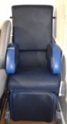 1 x Adjustable Mobile Care Chair in Blue - Features an Hygienic Easy Clean Finish and Leg/Foot Rest