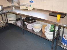 1 x Stainless Steel 250cm Prep Table for Commercial Kitchens