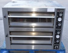 1 x GGM Gastro 2018 Twin Deck Pizza Oven Featuring a Stainless Steel Finish - Dimensions: H74 x