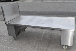 1 x Double Griddle Support Bench - Stainless Steel with Castors - Dimensions: H62 x W195 x D80 cms