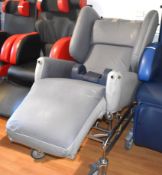 1 x Mobile Care Chair in Grey - Features an Hygienic Easy Clean Finish and Leg Rest - Ref: Room 17