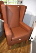 4 x Wingback Lounge Chairs with a Tan Easy Clean Finish - Ref: Room 16