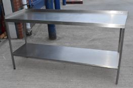 1 x Stainless Steel 178cm Prep Bench - Heavy High Grade Stainless Steel