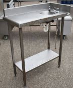 1 x Stainless Steel Corner Handwash Table with Undershelf - Dimensions: H100 x W45 x D90 cms