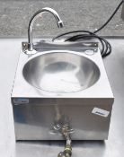 1 x Stainless Steel Hand Wash Basin with Mixer Tap and Knee Touch Control