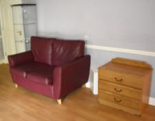 1 x Assorted Collection of Furniture Including a Sofa, Display Cabinet and Drawer Unit - Ref: Upstai