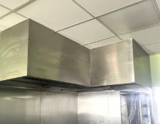 1 x Stainless Steel Corner Extraction Canopy - Dimensions: 220 x 180 cms