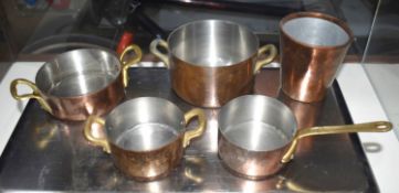 1 x Mauviel Copper Kitchen Cookware Set Various Sized Pans - Large RRP - Includes 5 Pieces