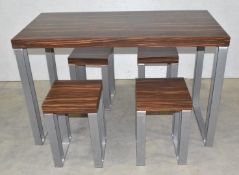 1 x Contemporary Rectangular Table and Stool Set Featuring a Macassar Ebony Finish and Heavy Duty