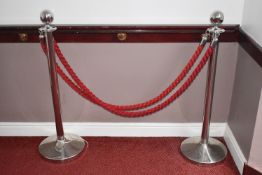 5 x Chrome Stanchions with Elegant Red Barrier Rape - Ref: BSP