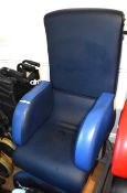 1 x Adjustable Mobile Care Chair in Blue - Features an Hygienic Easy Clean Finish and Leg Rest - Ref